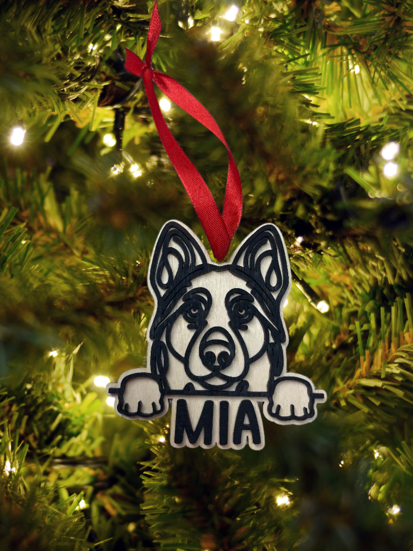 Personalized Peeking Dog Christmas Ornament