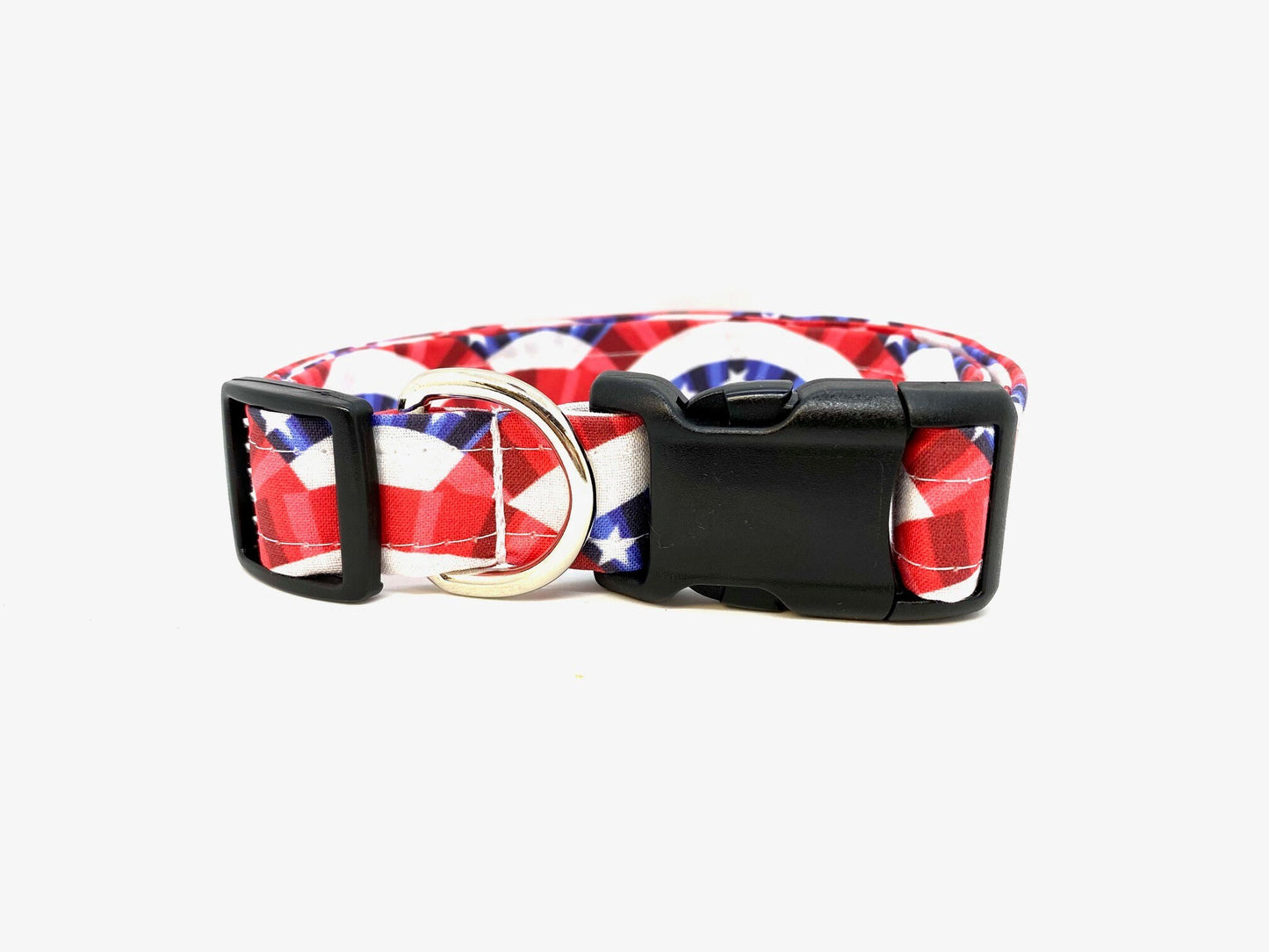 4th of July Bunting Flag Dog Collar with Flower