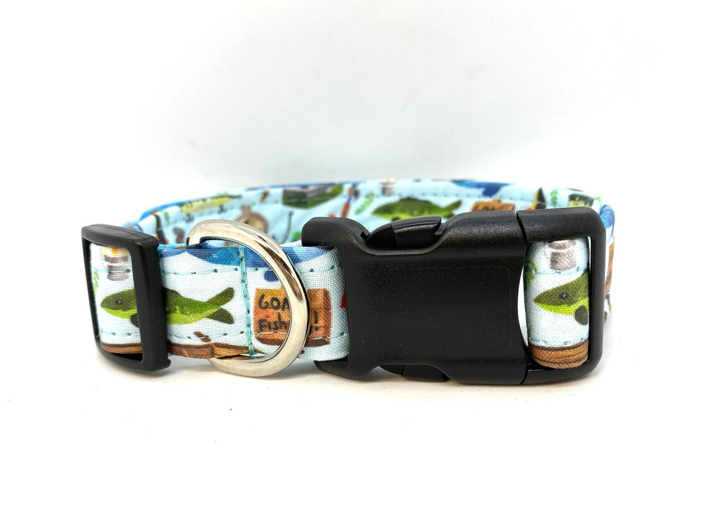 Fish Dog Collar, Fishing Dog Collar, Lake Fishing Dog Collar, Gone Fishing Dog Collar, Summer Dog Collar, Fishing Boat Dog Collar