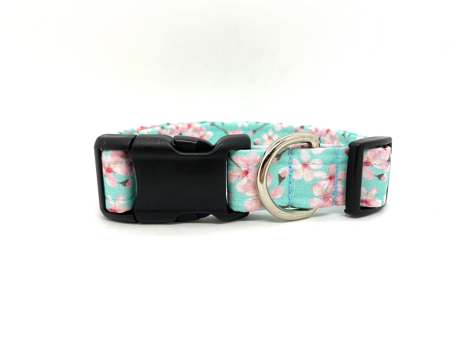 Aqua Cherry Blossom Flower Dog Collar with Flower