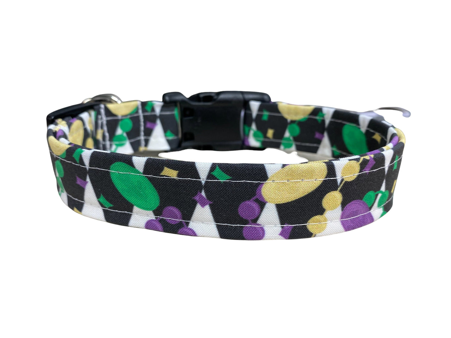 Mardi Gras Dog Collar with Flower
