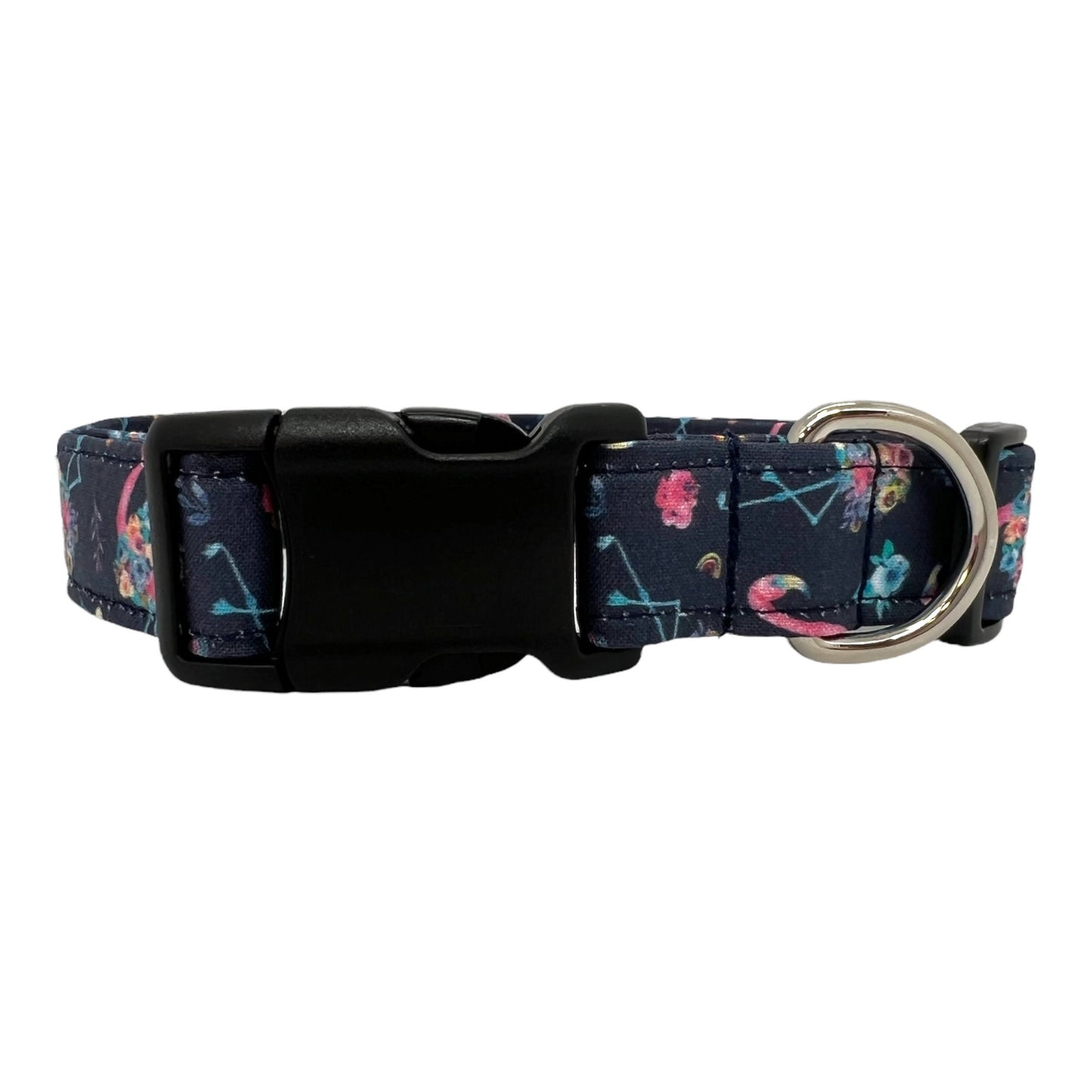 Floral Flamingo Dog Collar with Flower