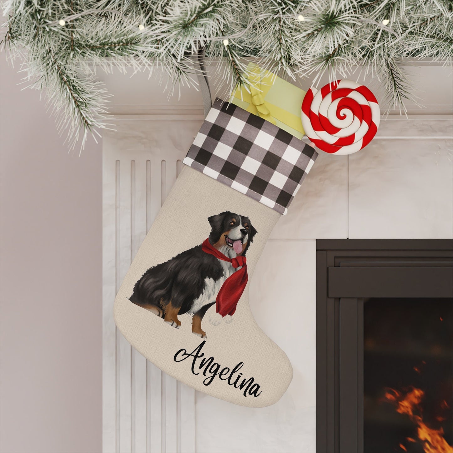 Personalized Bernese Mountain Dog Christmas Stocking