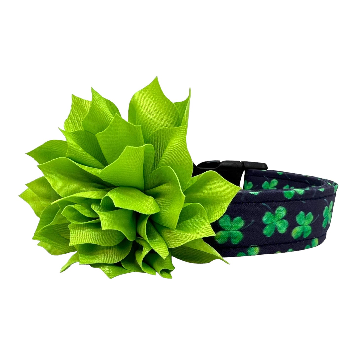 St. Patrick's Day Shamrock Clover Dog Collar with Dog Collar Flower