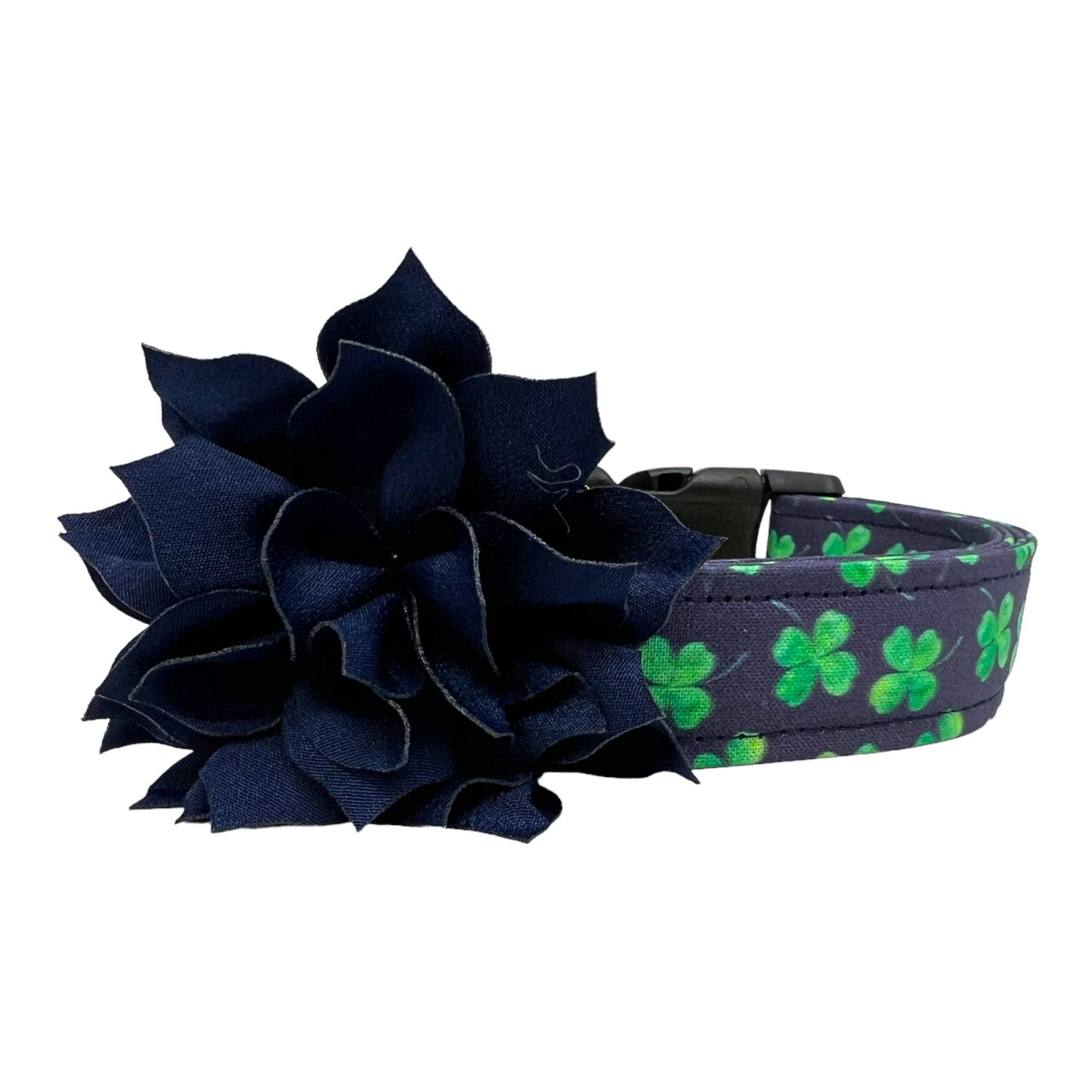 St. Patrick's Day Shamrock Clover Dog Collar with Dog Collar Flower