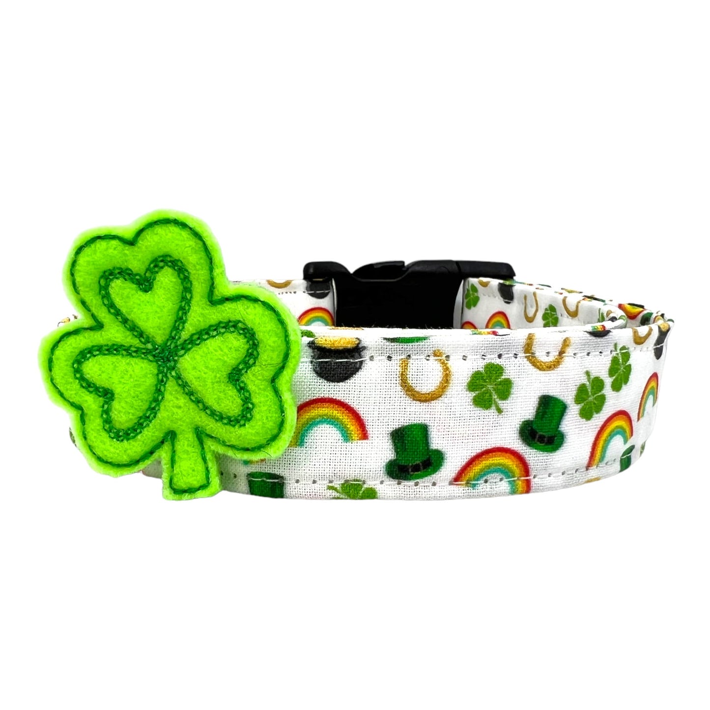St. Patrick's Day Dog Collar with Shamrock Dog Collar Embellishment
