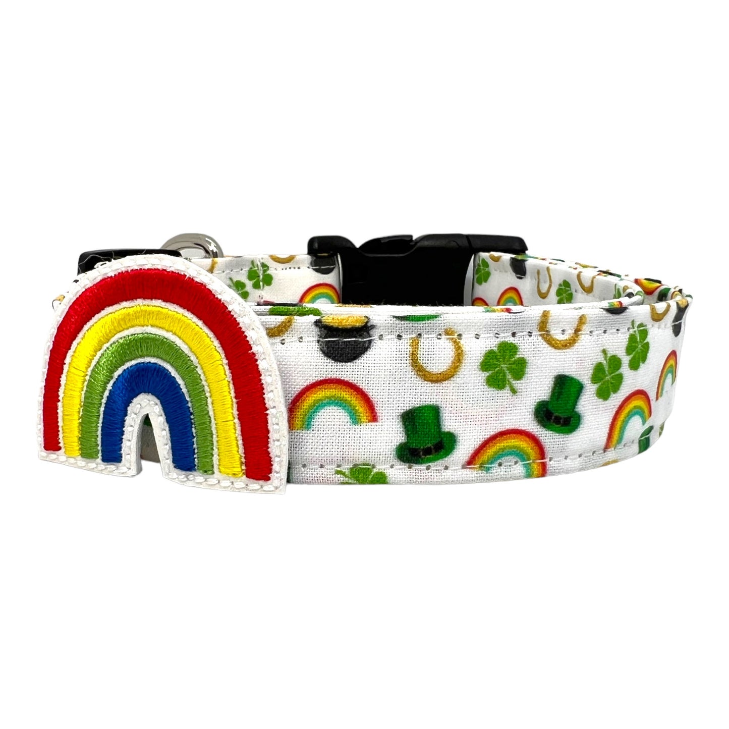 St. Patrick's Day Dog Collar with Rainbow Dog Collar Embellishment
