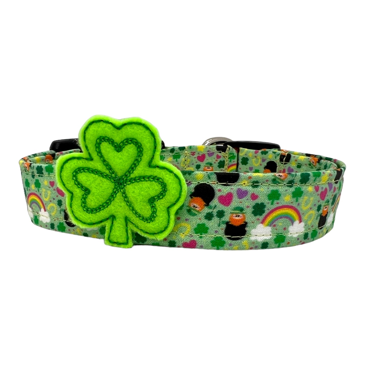 St. Patrick's Day Leprechaun Dog Collar with Shamrock Embellishment