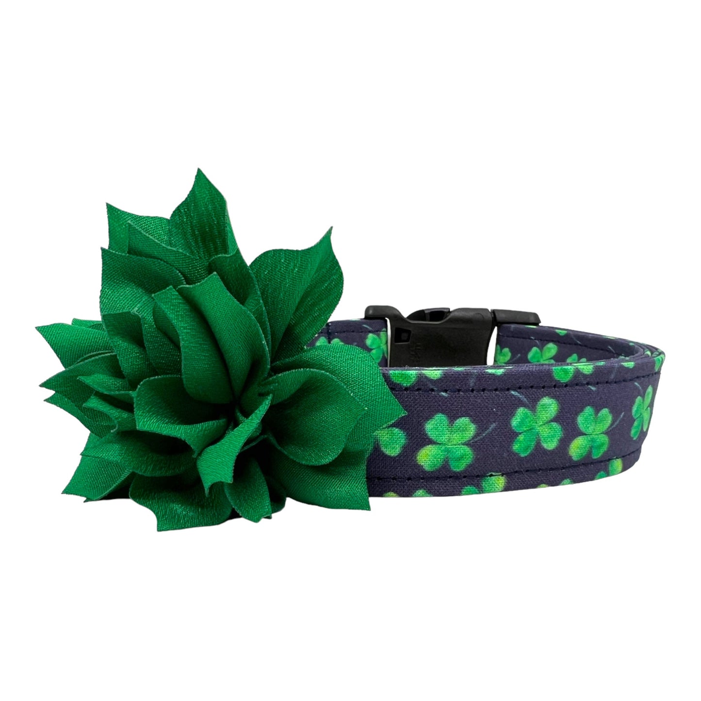 St. Patrick's Day Shamrock Clover Dog Collar with Dog Collar Flower