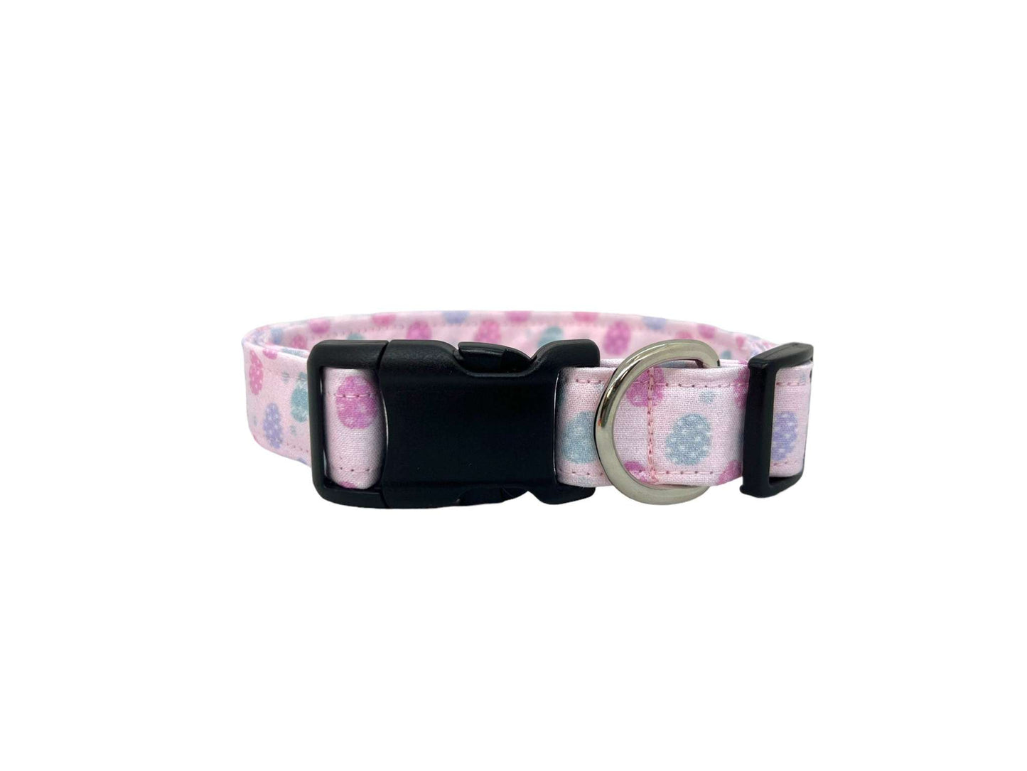 Pastel Easter egg dog collar with a detachable flower embellishment.