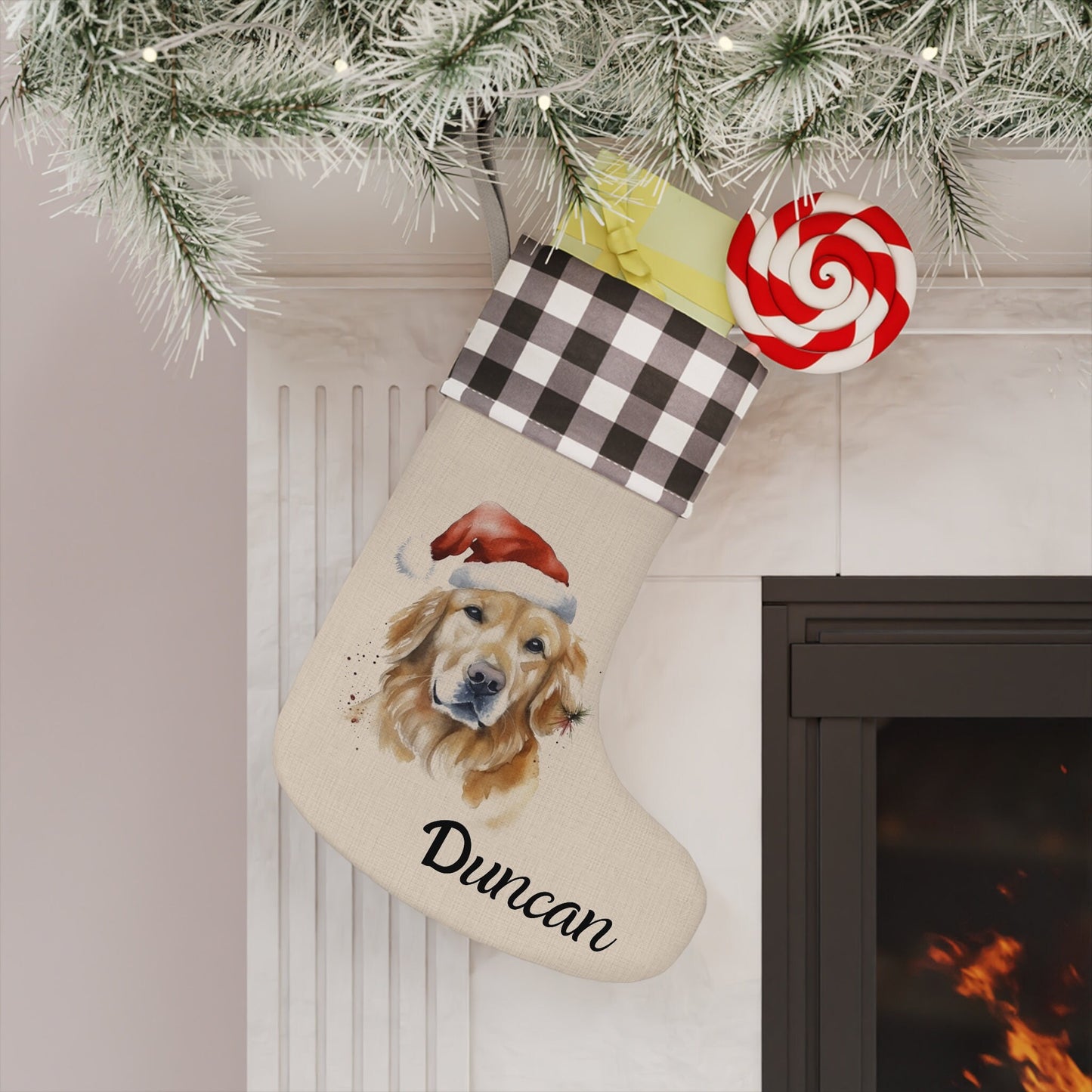 Personalized Golden Retriever Dog Christmas Stocking