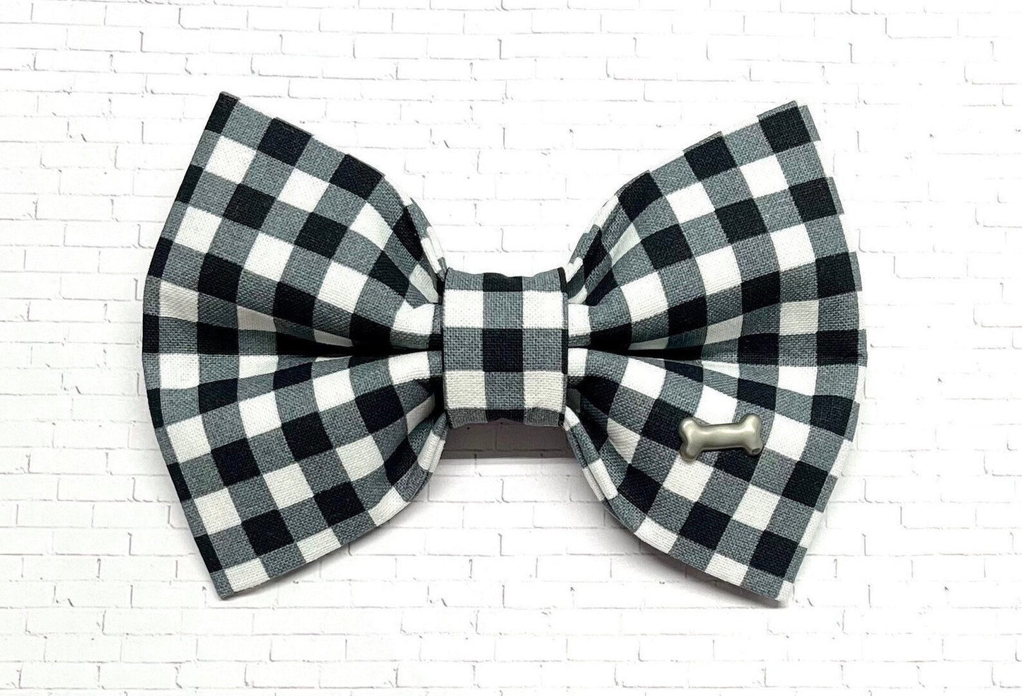 Black & White Plaid Dog Bow Tie