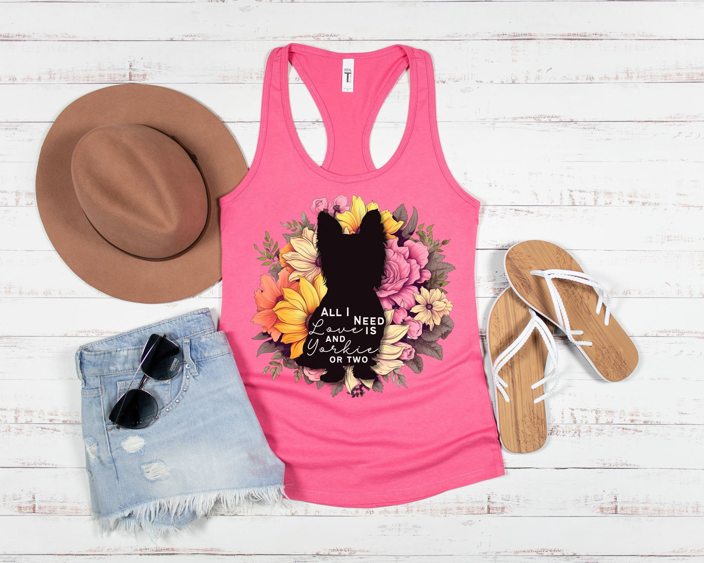 Floral Yorkshire Terrier Tank Top