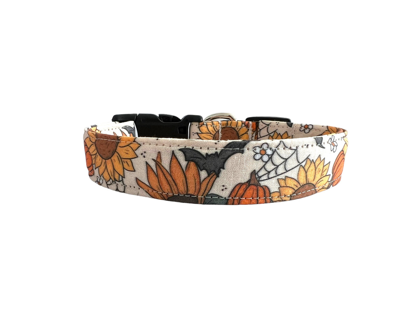 Halloween Sunflower & Pumpkin Dog Collar with Embellishment