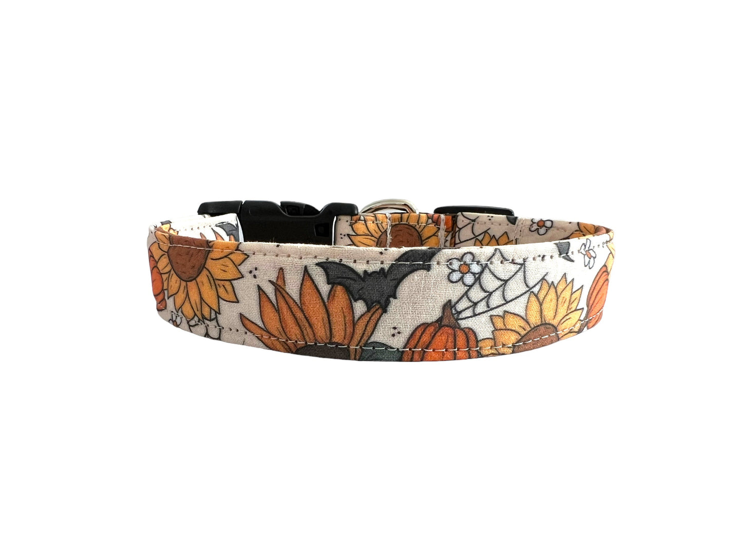 Halloween Sunflower & Pumpkin Dog Collar with Embellishment