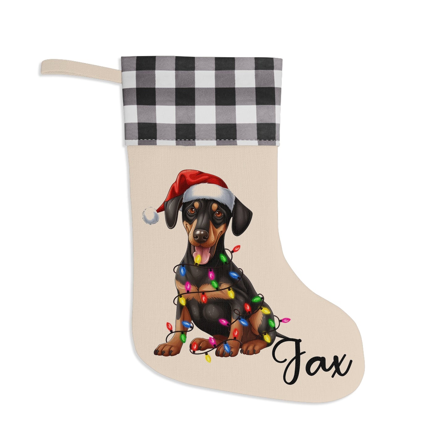 Personalized Doberman Pinscher Dog Christmas Stocking