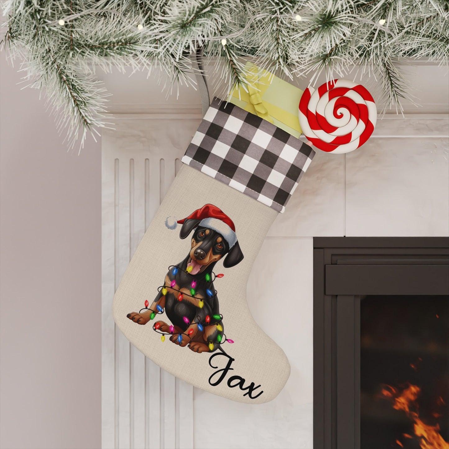 Personalized Doberman Pinscher Dog Christmas Stocking