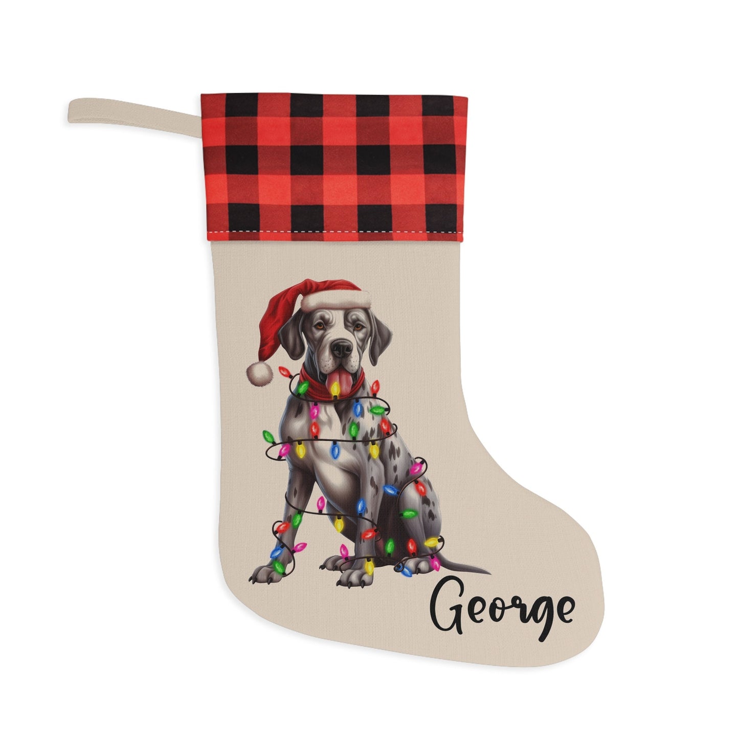 Personalized Great Dane Dog Christmas Stocking