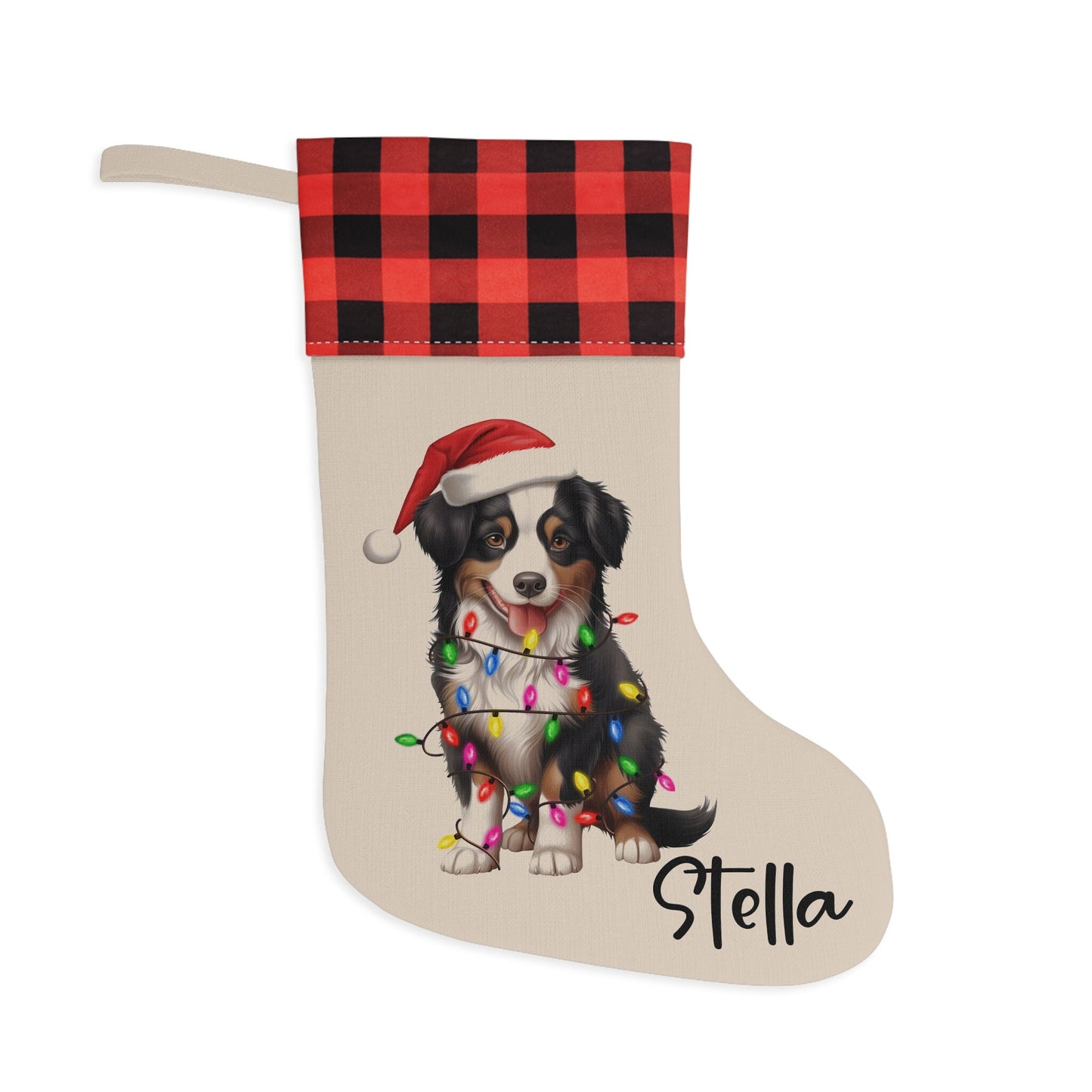 Personalized Miniature American Shepherd Dog Christmas Stocking