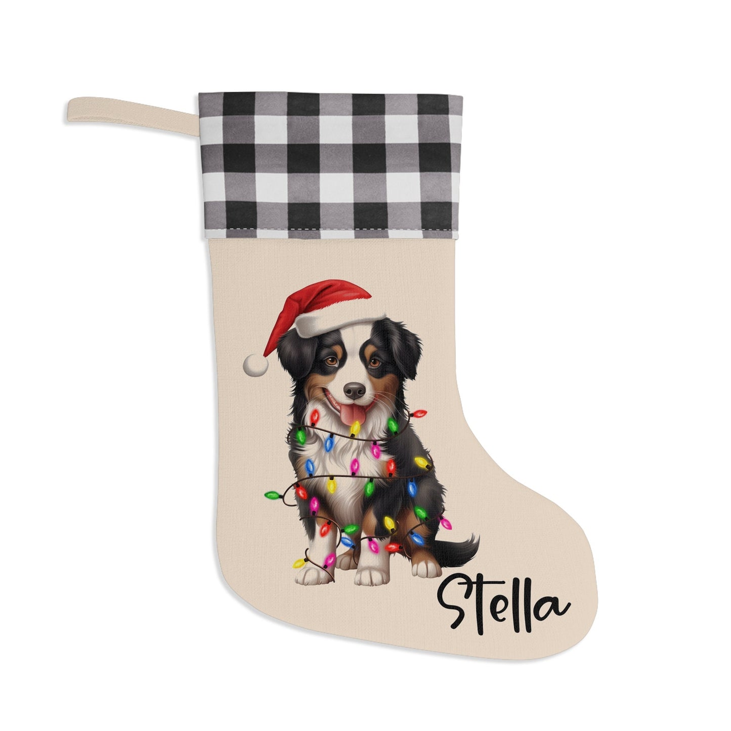 Personalized Miniature American Shepherd Dog Christmas Stocking