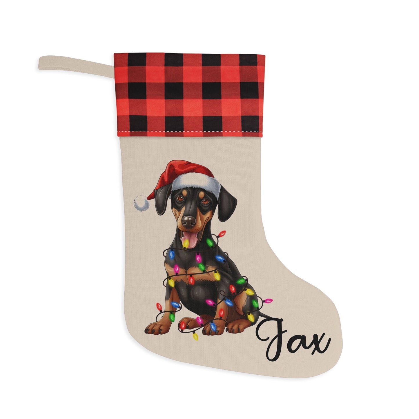 Personalized Doberman Pinscher Dog Christmas Stocking