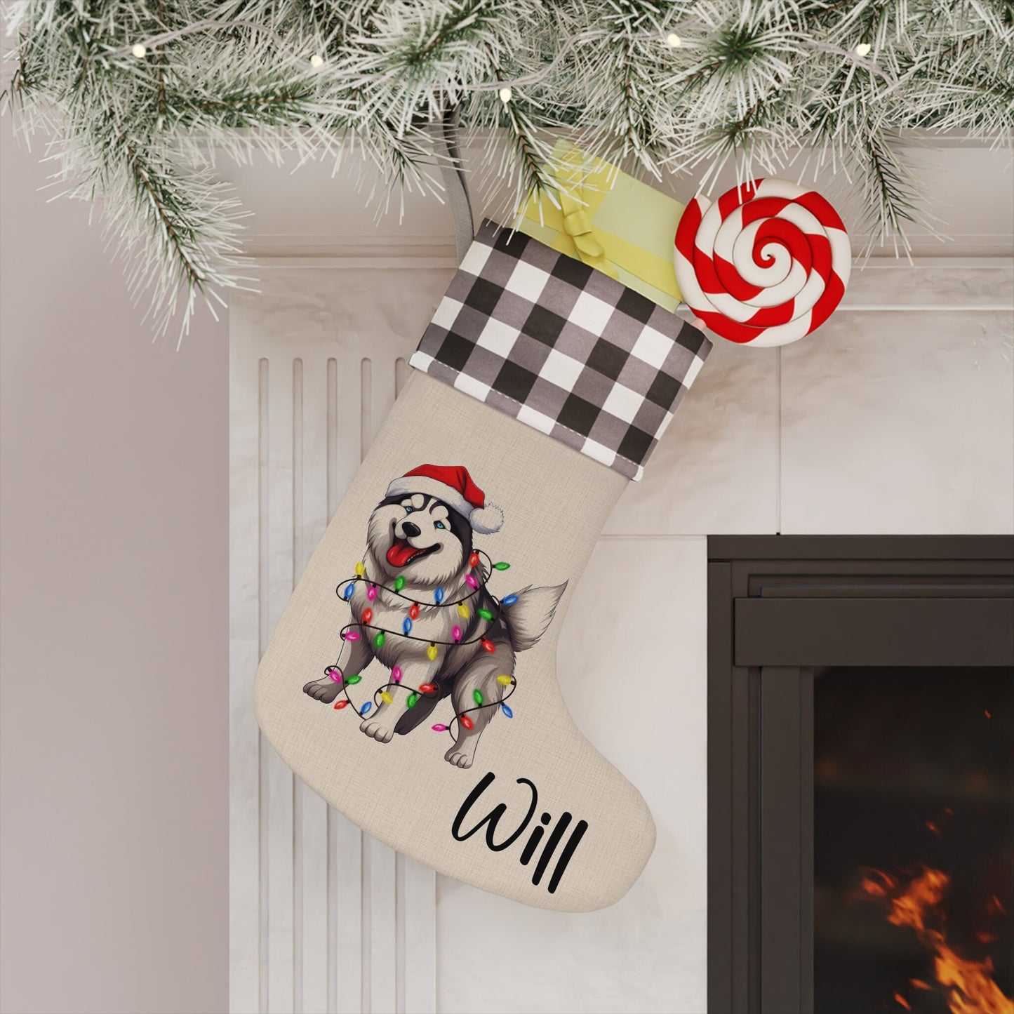 Personalized Siberian Husky Dog Christmas Stocking