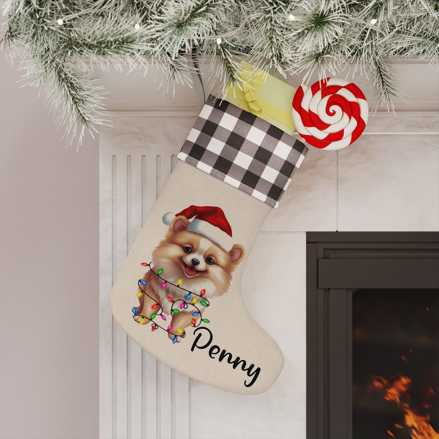 Personalized Pomeranian Dog Christmas Stocking