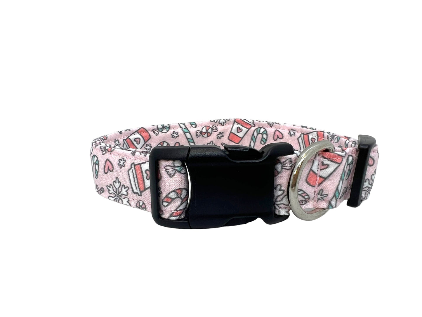 Peppermint Mocha & Snowflake Dog Collar with Flower