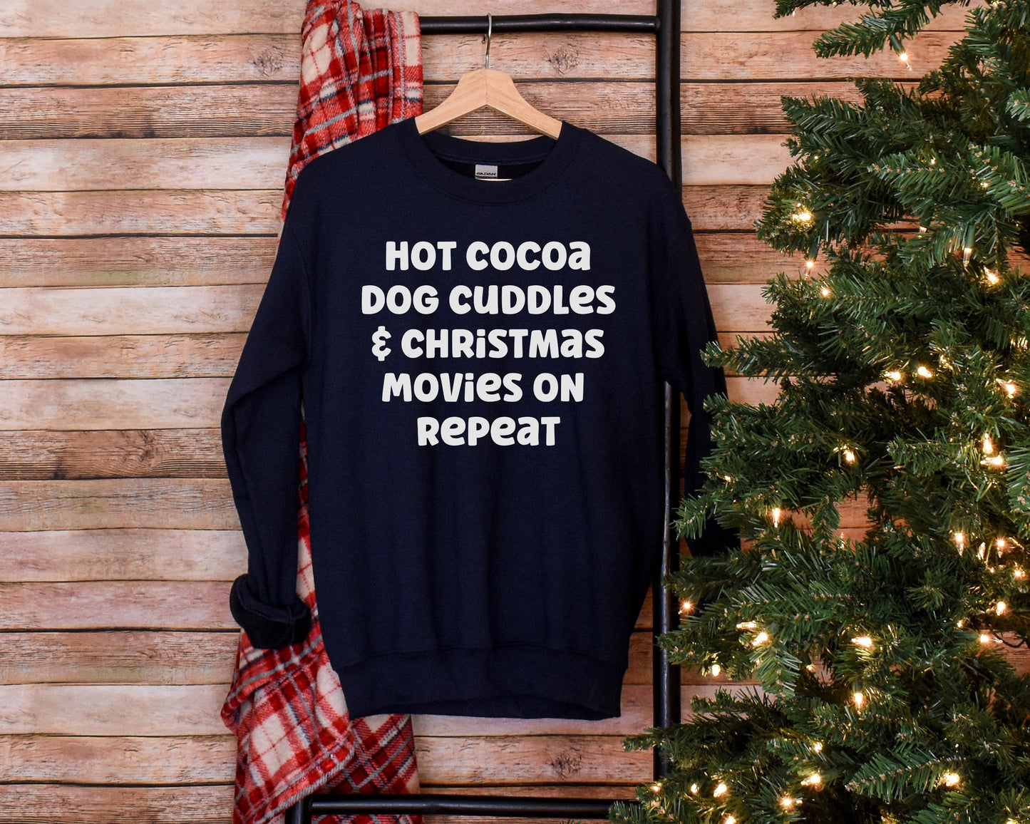 Christmas Movie Dog Cuddling Sweatshirt