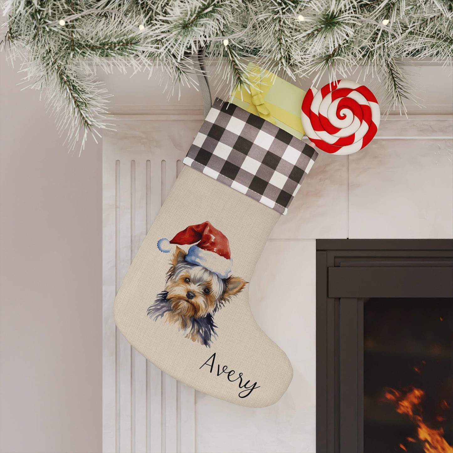 Personalized Yorkie Dog Christmas Stocking