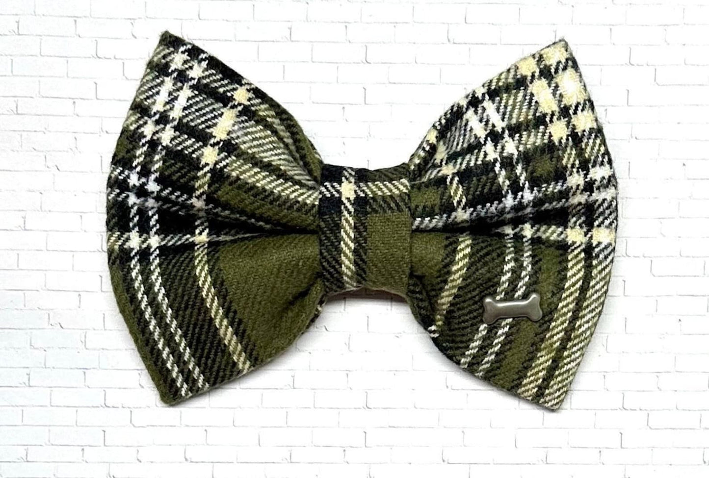 Olive Green Flannel Bow Tie