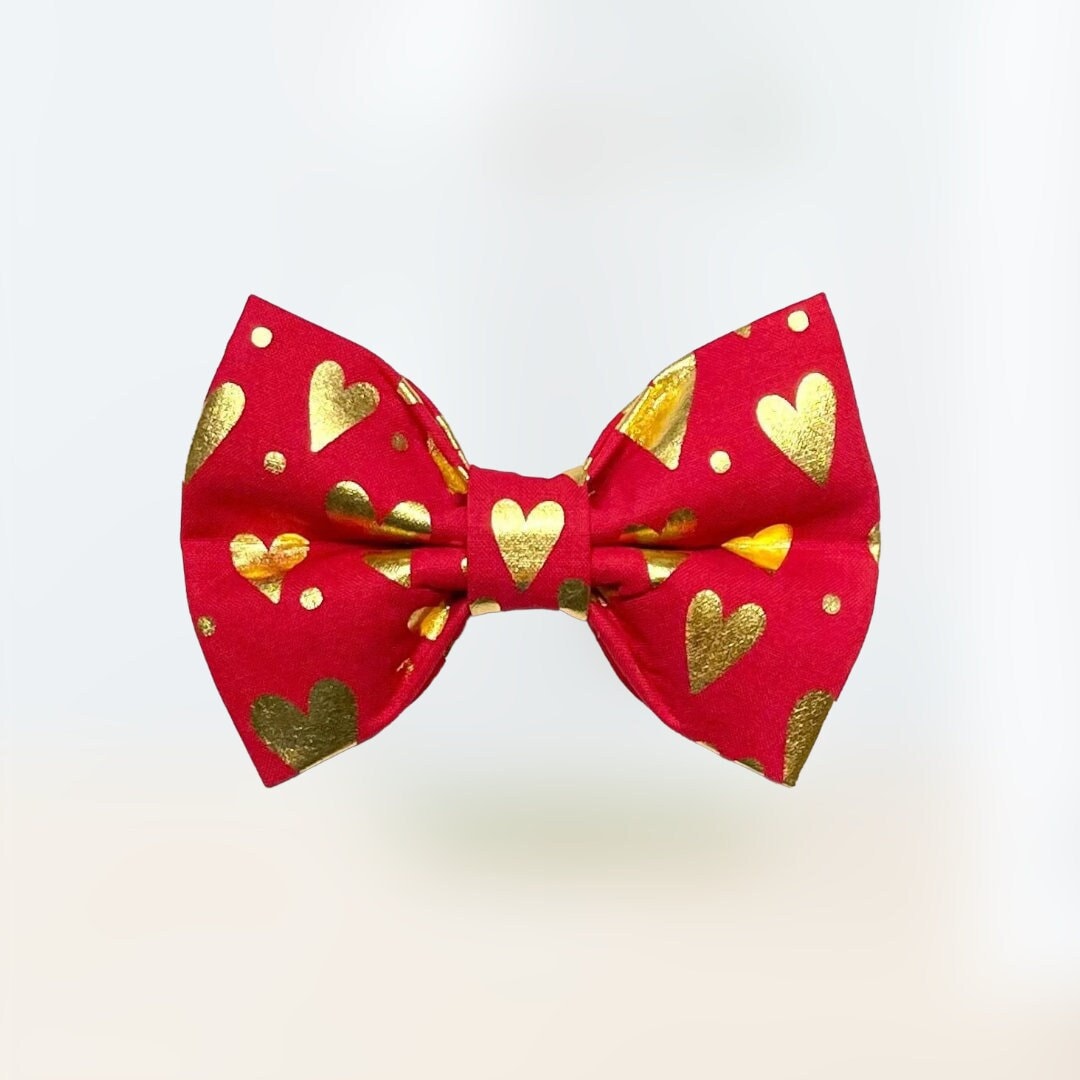 Valentine's Day Gold Heart Bow Tie