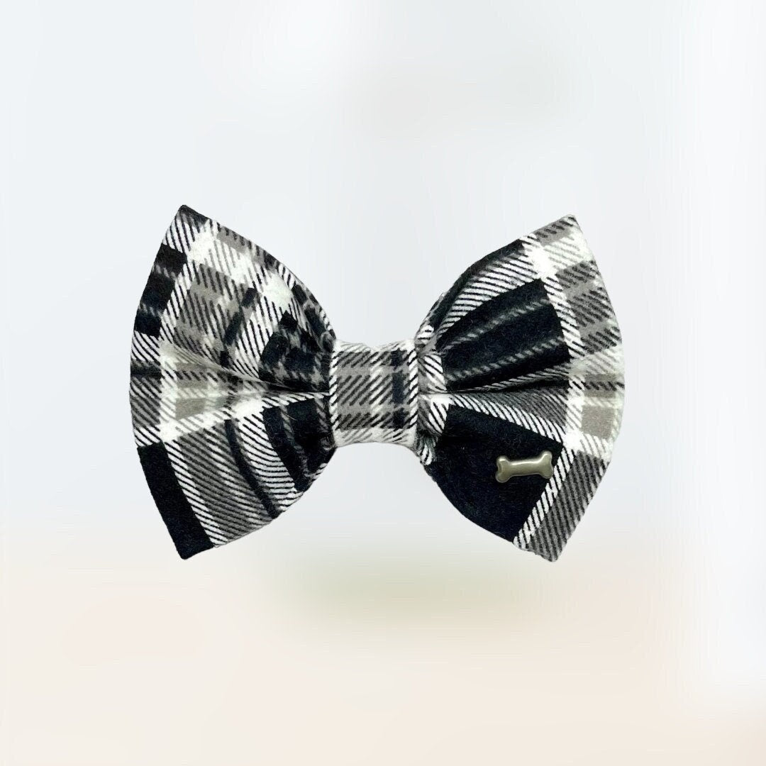 Black and White Plaid Bow Tie