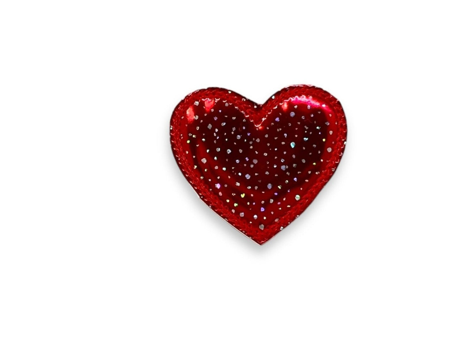 Red speckled heart dog collar embellishment attached with elastic loop