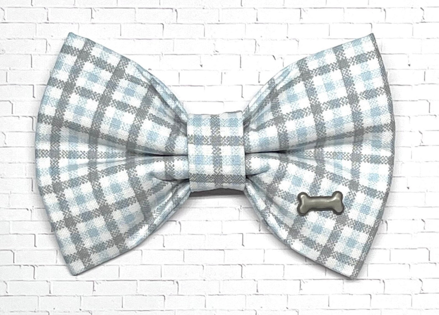 Blue & Gray Checkered Bow Tie