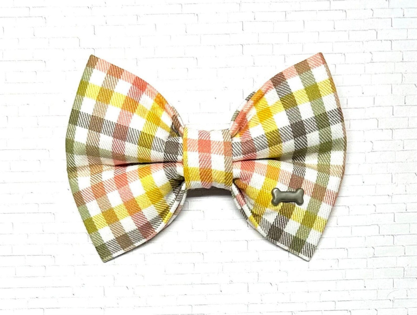 Spring Plaid Dog Bow Tie
