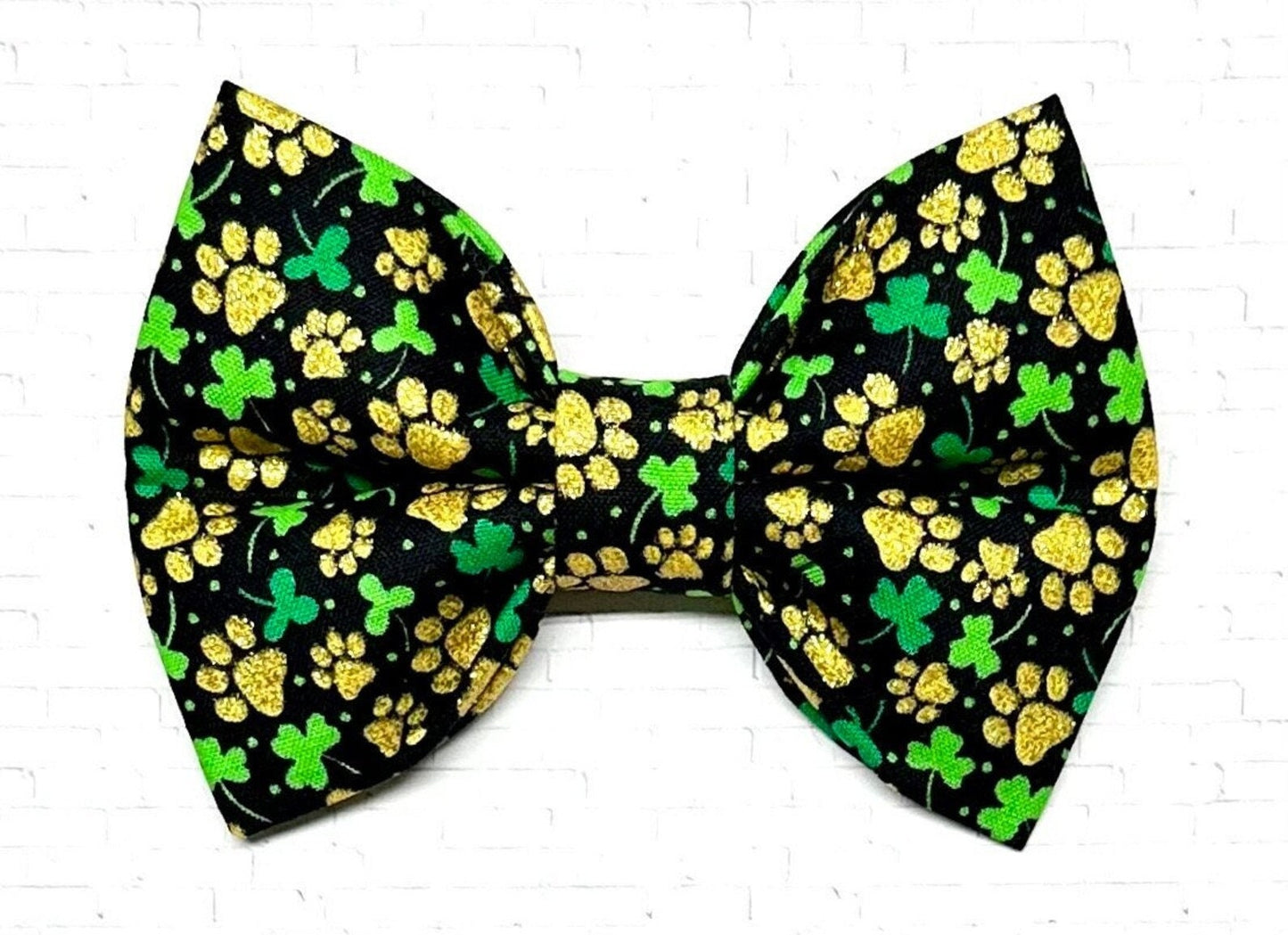 St. Patrick's Day Shamrock & Paw Print Bow Tie for Dogs