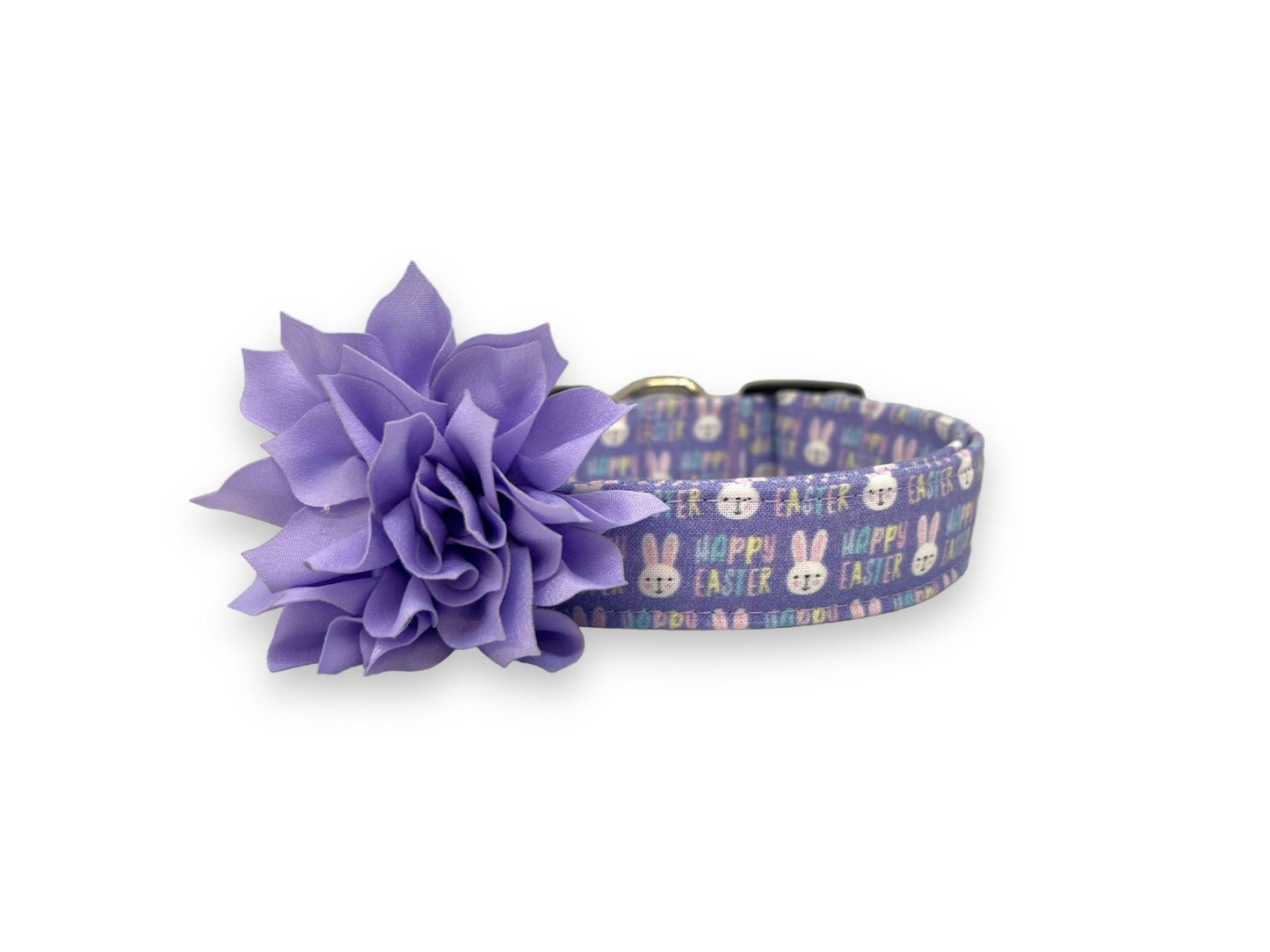 Happy Easter Bunny Dog Collar with Dog Collar Flower