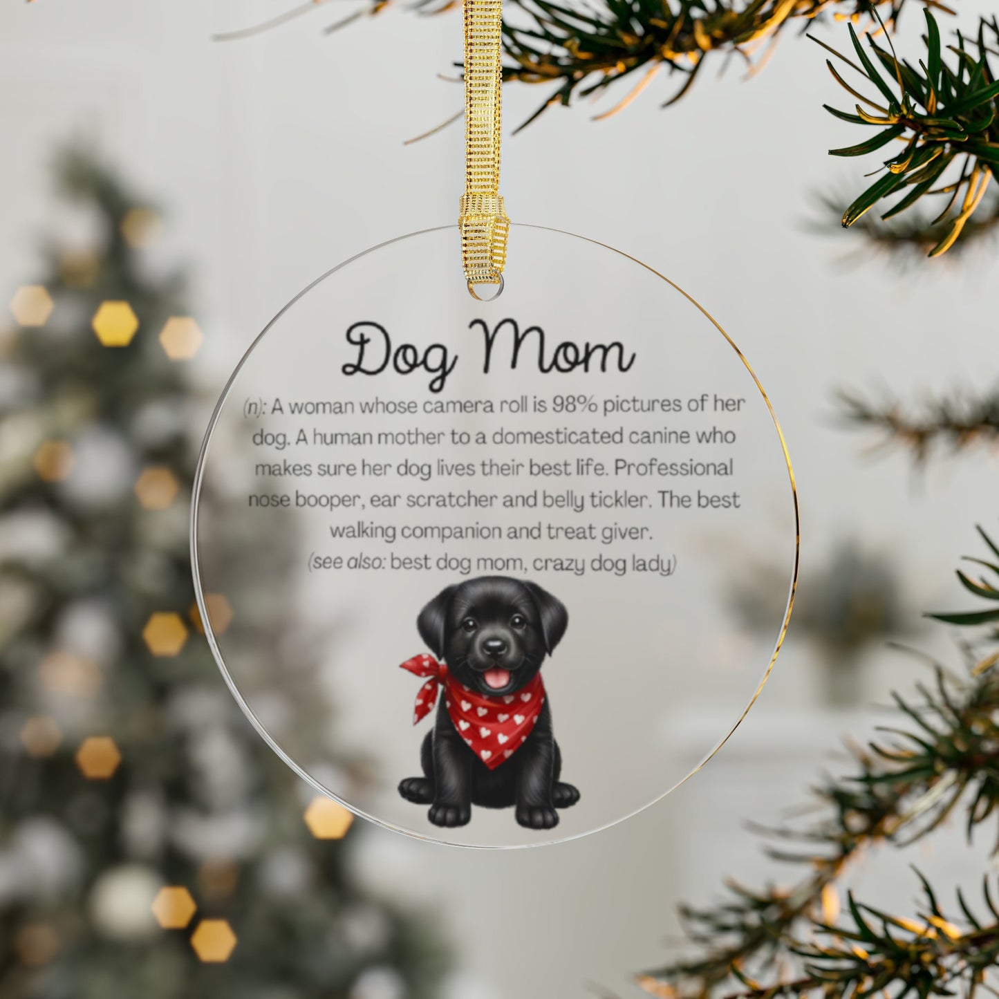 Black Lab Dog Mom Ornament
