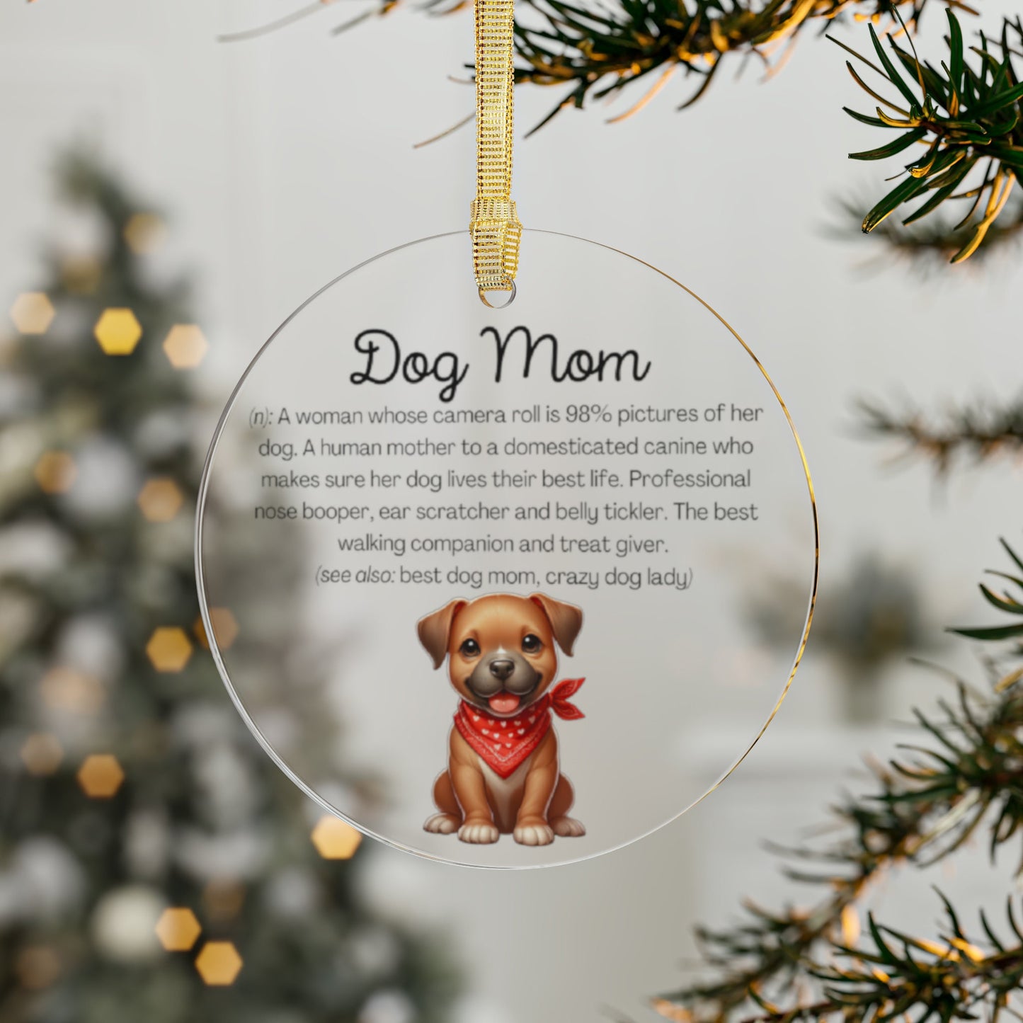 Pit Bull Dog Mom Ornament