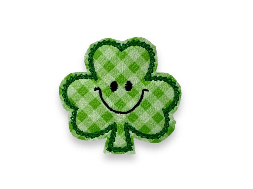 Plaid Smiling Shamrock Dog Collar Embellishment