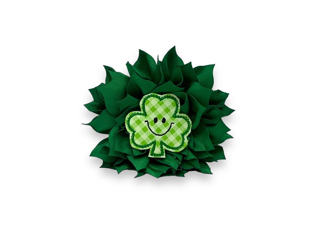 Plaid Shamrock Embellished Dog Collar Flower