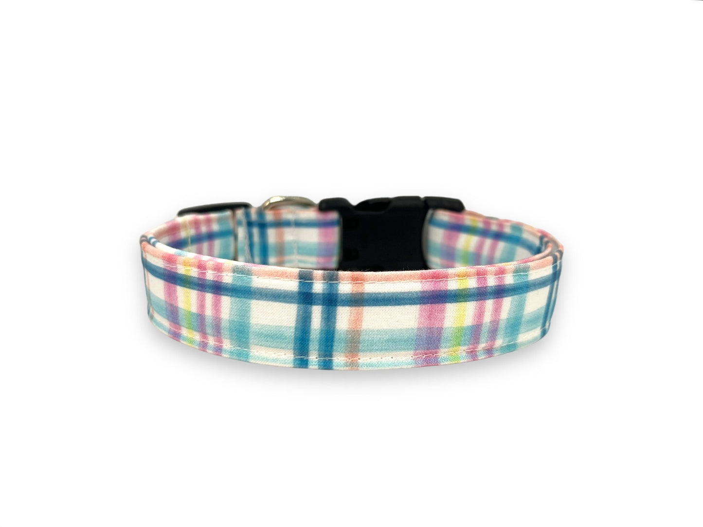 Spring Plaid Dog Collar with Embellishment