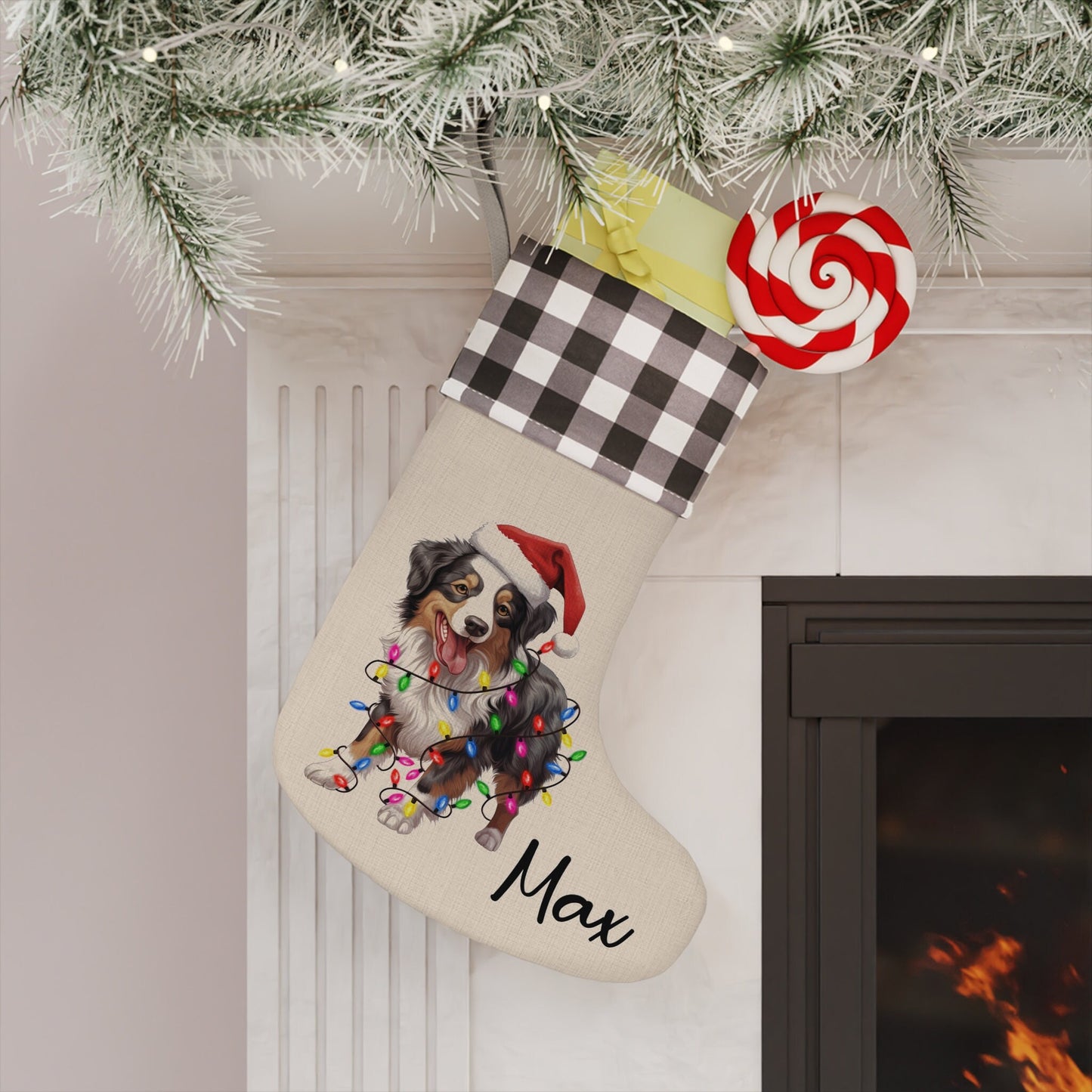 Personalized Australian Shepherd Christmas Stocking