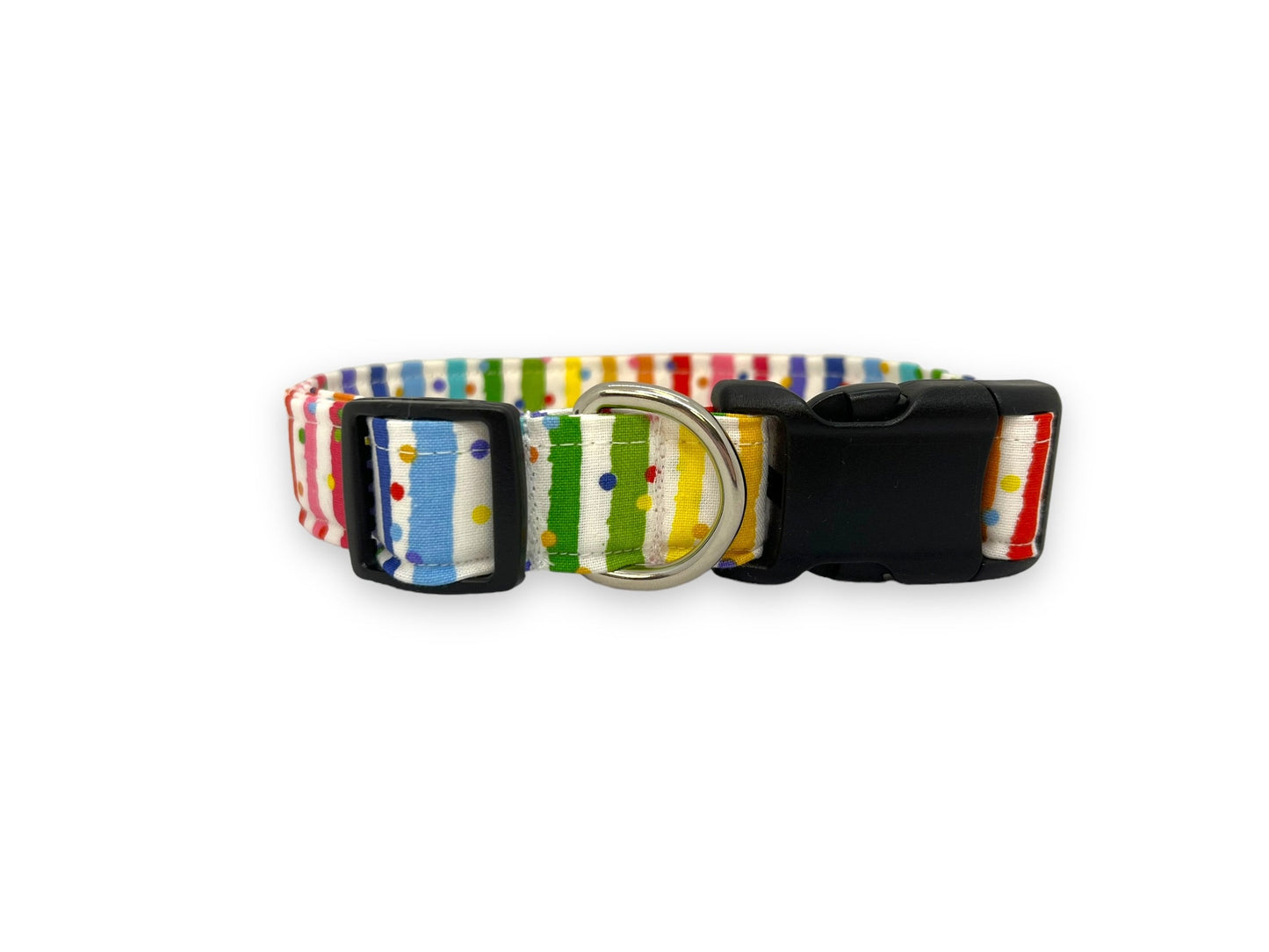 Rainbow Stripe Confetti Dog Collar with Embellishment