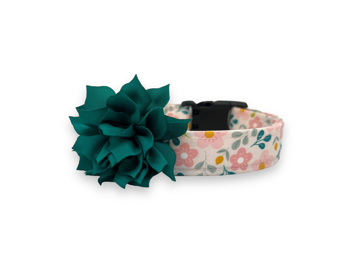 Light Pink Floral Dog Collar with Flower