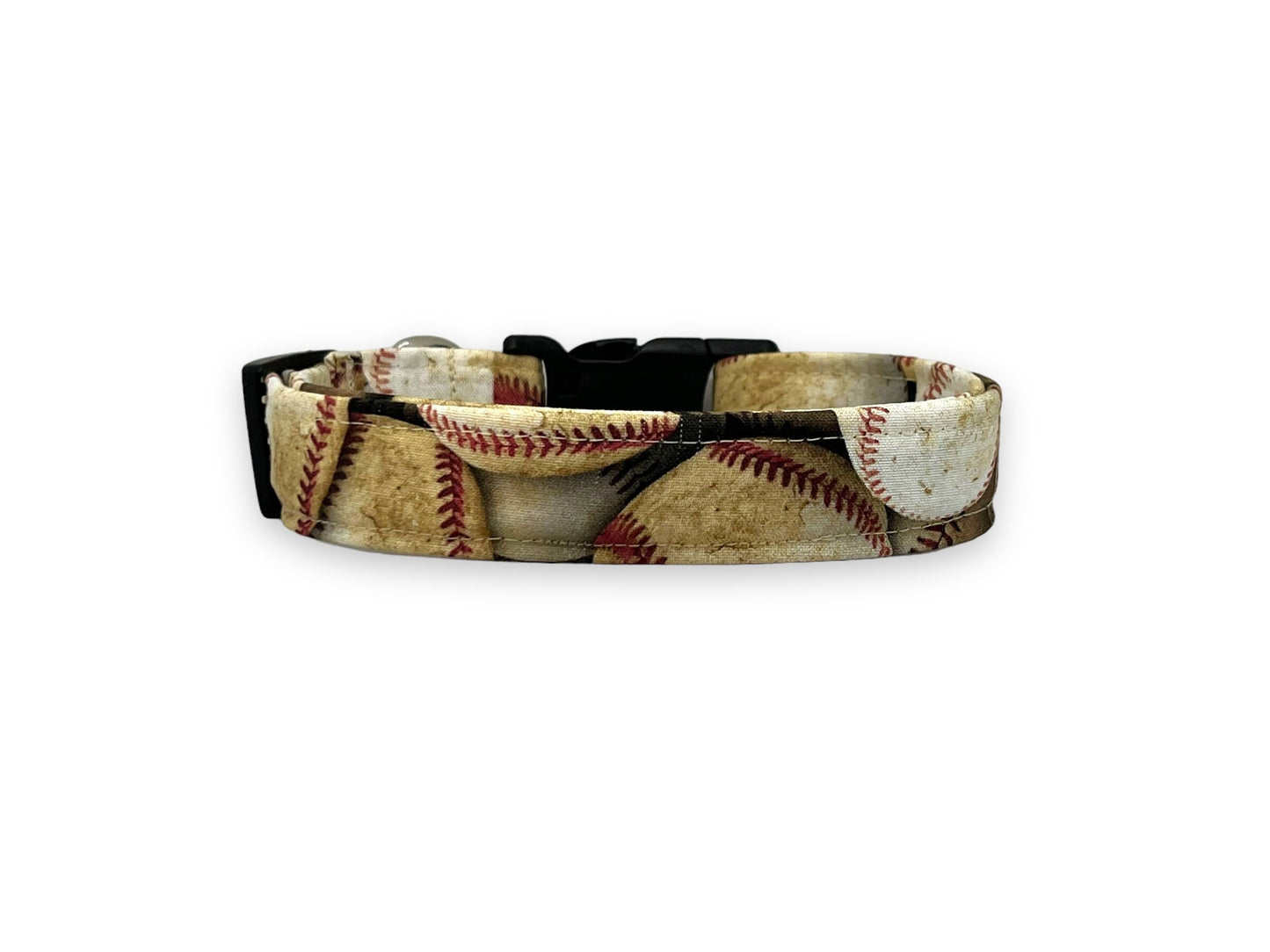 Vintage Baseball Dog Collar with Flower