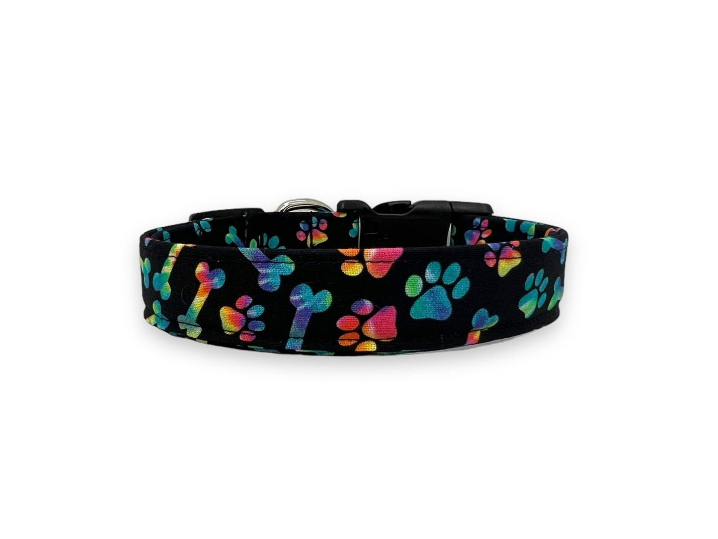Tie-Dye Paw Print Dog Collar