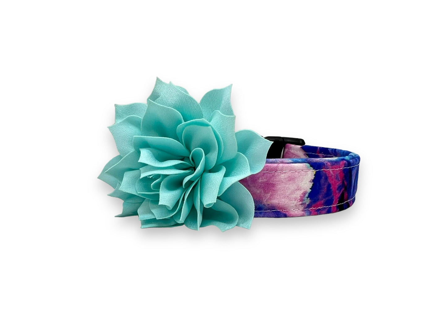 Purple Watercolor Swirl Dog Collar with Flower