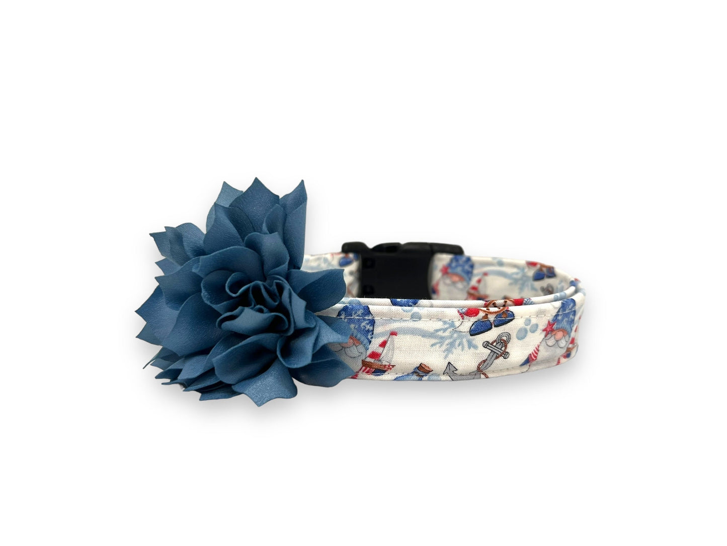 Nautical Gnome Dog Collar with Flower